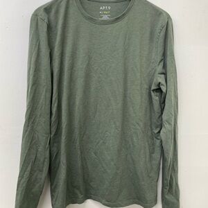 Apt 9 Premier Flex Olive Green Long Sleeve Crew Neck Size Medium Men’s